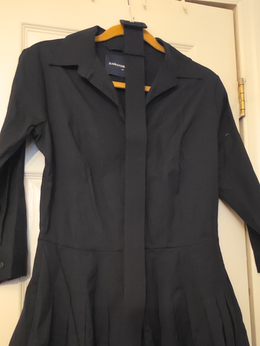 Samantha Sung Audrey Shirt Dress Black Pleated Midi Dress
